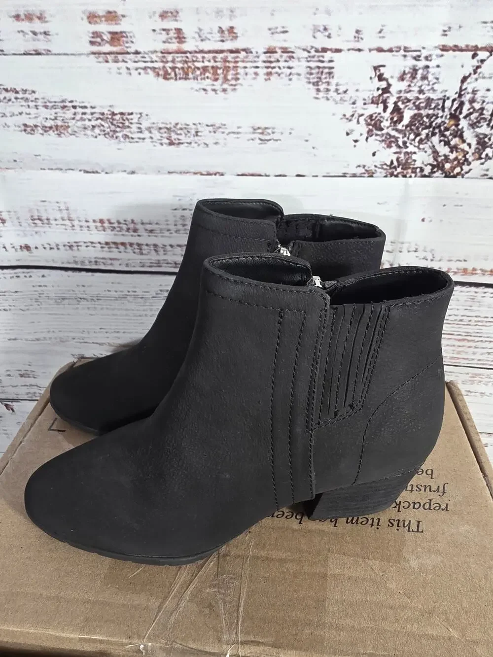 Blondo Waterproof Black  Ankle Boots Women's Size 6 SIde zip low heel booties